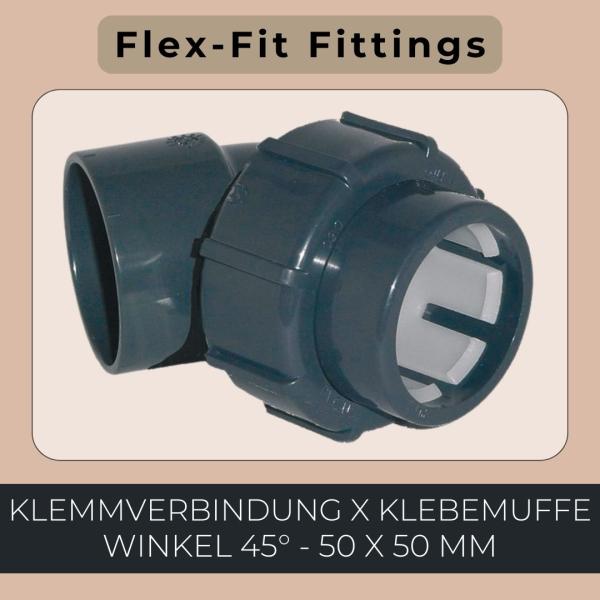 Flex-Fit Winkel 45° Klemmverbindung x Klebemuffe
